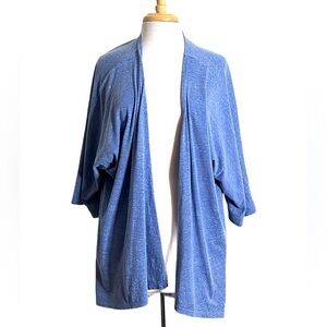 LuLaRoe Solid Blue Shirley Kimono Draped Open Front 3/4 Sleeve Cardigan Size L